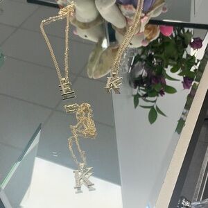Gold Initials bundle 2 k’s and 1 e bundle Pendant Necklaces